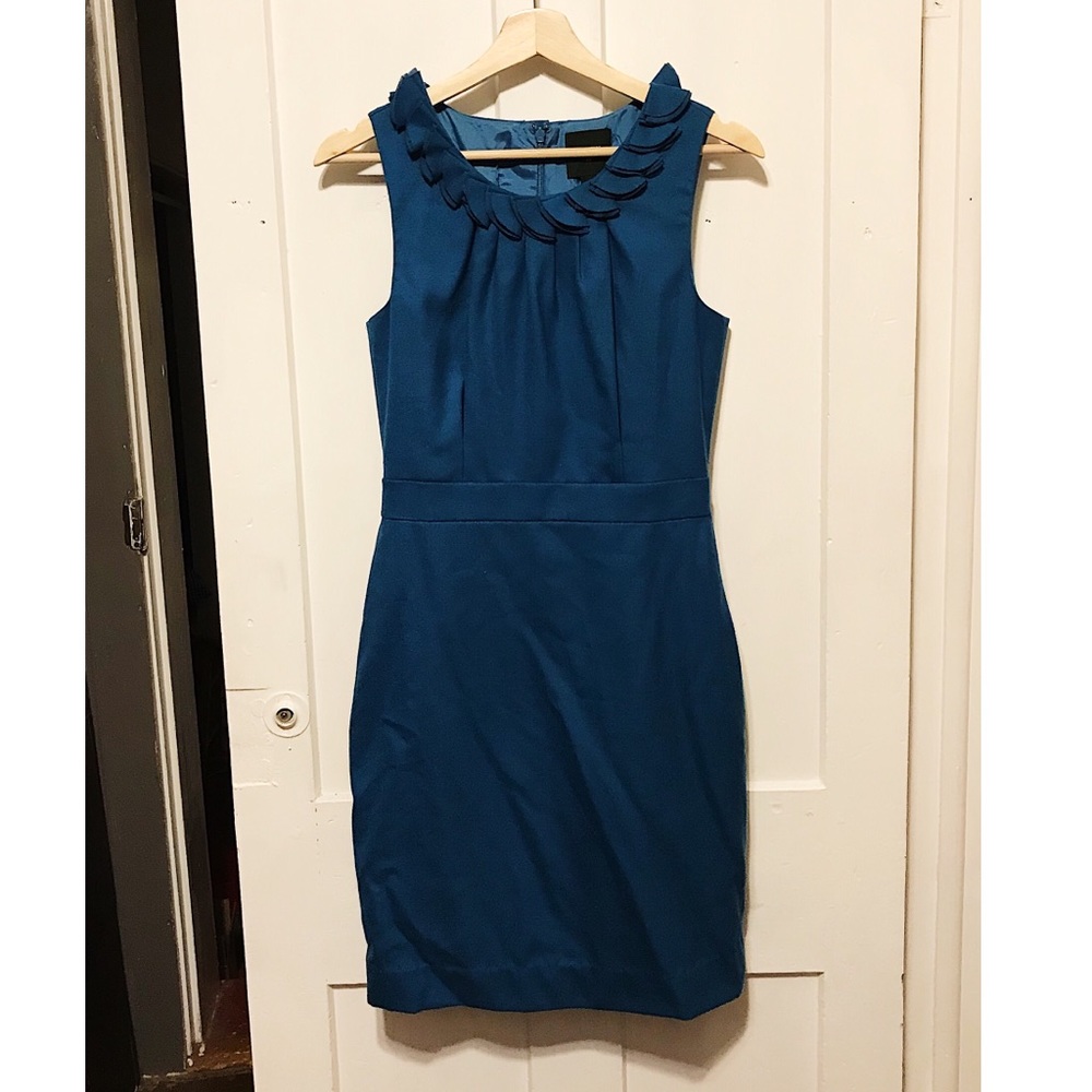 J.Crew Teal Wool Suiting Dress (size 4, altered)